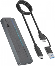 Външен корпус за SSD M.2 NVMe и SATA с RGB подсветка, USB 3.2 Gen 2 (10 Gb/s)