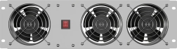 Vertical 19" ventilation panel 3U for rack, three fans, 230 V, gray