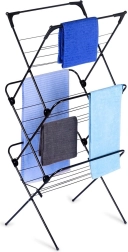 Сгъваема метална сушилня за дрехи, черна, 61 × 58 × 136 см