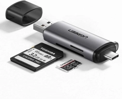 Ugreen четец на карти SD / micro SD USB 3.0 / USB Type-C 3.0 сив