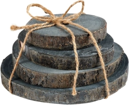 Wooden coasters from wood slices, set of 4