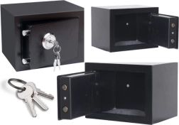 Домашен стоманен сейф с ключ, черен 23 × 17 × 17 см