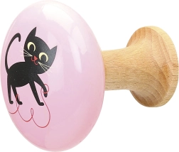 Дървени закачалки Котка и Червен орнамент