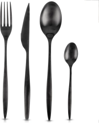 Stainless steel cutlery set, black, for 6 people, 24 pieces