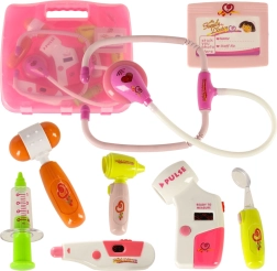 Лекарски комплект в куфарче с ефекти, розов