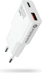 EverActive GaN Super Slim 20 W Wall Charger with USB‑C PD and USB‑A QC 3.0