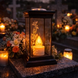 Solar lantern with LED candle 14 × 14 × 28 cm