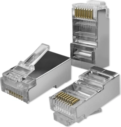Through Plug RJ45 Connector CAT6 FTP with Gold-plated Contacts, 100 pcs