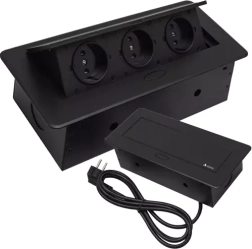 Вградена тройна контактна кутия за плот IZOXIS, черна