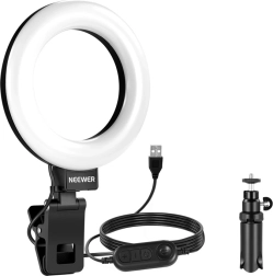 Neewer BR60 5" кръгла LED светлина с щипка и настолен статив