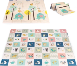 Double-sided educational foam play mat 200 × 180 cm with height chart and alphabet ECOTOYS