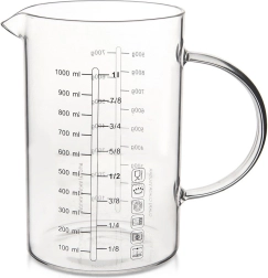 Стъклена кухненска мерителна кана 1 l