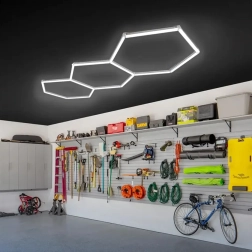 LED шестоъгълен таванен панел 247 × 98 cm, 125 W, 6500K за гараж, работилница и интериор