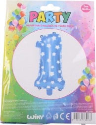 Балон с цифра 1 в синьо със звездички