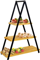 Трипластов бамбуков сервиращ стенд 38 × 16,5 × 53 см