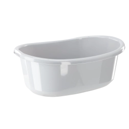 Oval plastic basin with handles 45 l, light grey
