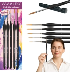 Комплект художнически четки Maaleo 5 бр. със стойка