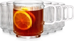 Чаши с дръжка 350 мл, комплект 6 бр., рифеловано стъкло Vilde