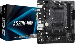 ASRock A520M-HDV microATX дънна платка AM4 с HDMI/DVI/VGA и M.2