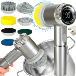 Електрическа почистваща четка 5-в-1 с LED дисплей за баня, фуги и под