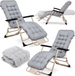 Folding garden lounger with cushion Sofotel ChillWell, set of 2, light grey