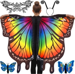 Детски костюм на пеперуда с големи крила KRUZZEL, маска и диадема