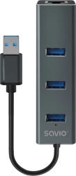 Savio USB-A 3.1 Gen 1 хъб с 3 порта и RJ‑45 гигабитов Ethernet адаптер