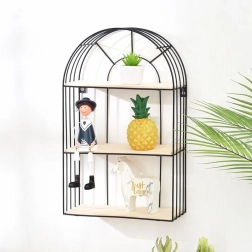 Декоративна черна стенна етажерка 45 см