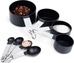 Set of kitchen measuring cups, black, 8 pieces