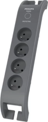 Philips Surge-Protected Power Strip 2 m, 4 Outlets, Gray