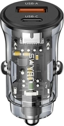 Автомобилно зарядно 30W 1xUSB + 1xUSB-C Бързо зареждане