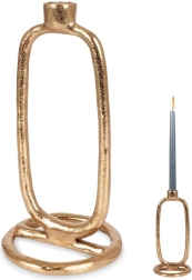 Gold aluminum candlestick for taper candle 24 cm