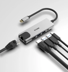 D-Link USB‑C хъб 5в1 с HDMI, USB 3.0 и гигабитов Ethernet