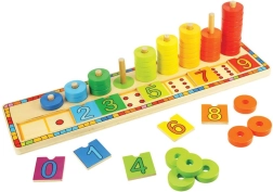 Дървена образователна сметална дъска с пръстени BIGJIGS