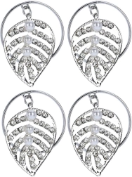 Napkin rings with decorated leaves, set of 4, silver