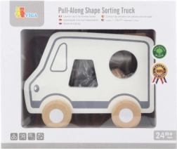 Wooden pull-along and shape sorter truck