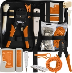 Тестер за кабели RJ45 RJ11, мрежов комплект с инструменти, стрипер и кримпвачка, 145 части BIGSTREN