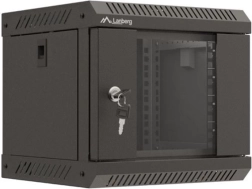 Стенен инсталационен шкаф Lanberg Rack WF11 10" 4U 300x300 черен