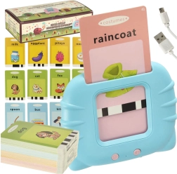 Детски аудио четец и карти за обучение по английски, 112 двустранни карти, син