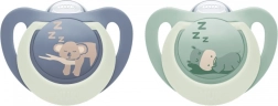 NUK First Choice Night Pacifier 0–6 months, 2 pcs, Hippo/Koala