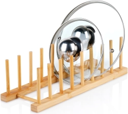 Бамбукова стойка за капаци и чинии 34,5 × 12 × 12 см