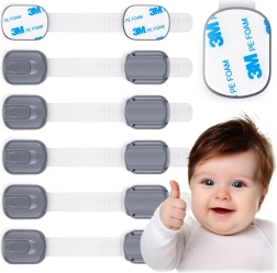 Детски предпазни заключалки за шкафове RICOKIDS, 6 бр., сиви