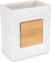 Бял бански чаша от доломит с бамбук