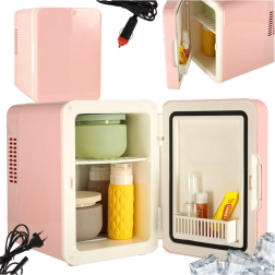 Електрическо преносимо мини хладилниче 2-в-1 розово 4L