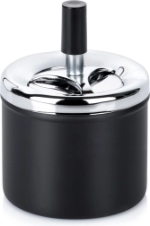 Метална затваряща се въртяща пепелник черна 9,5 × 13 см
