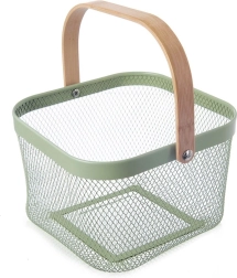Metal storage basket GREENISH, green, 27 × 24.5 × 17.5 cm