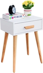 Нощно шкафче или холна масичка от борово дърво ModernHome, бяла