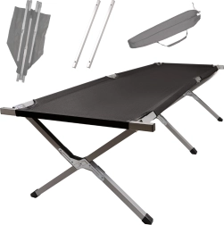 Сгъваемо къмпинг полево легло XXL – черно
