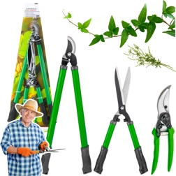 Set of Garden Loppers, Hedge Shears and Pruning Shears, 3 pcs with Blade Covers