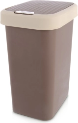 Plastic trash bin 25 l brown with swing lid